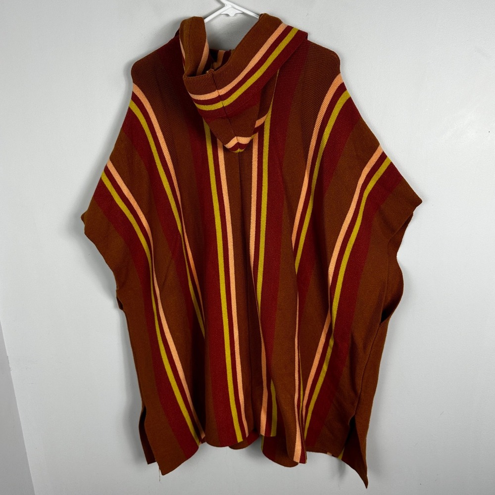 Free People All I Need Striped Poncho Bohemian Hoodie Brown Beachy Oversized XL - Picture 6 of 11